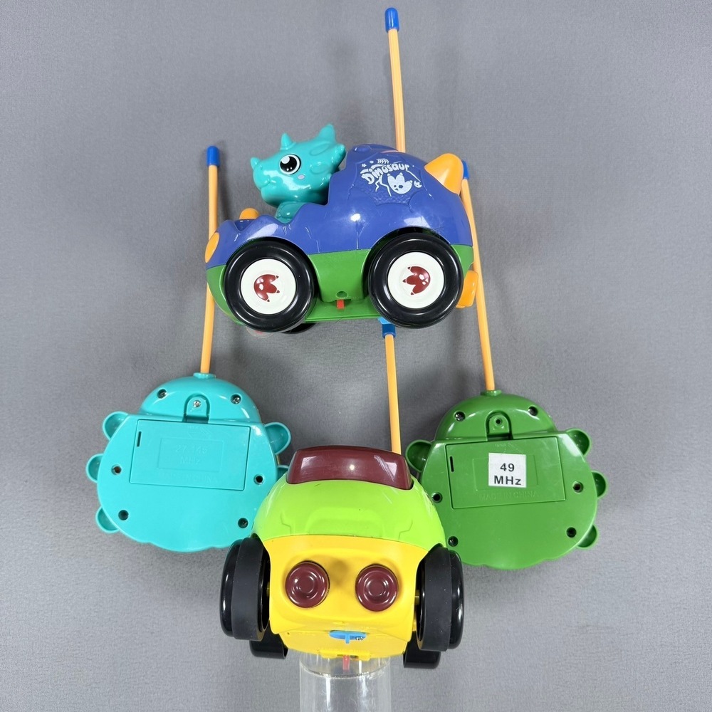 Dinosaur RC Car Set Toddler Toy Remote Control Vehicles 27/49MHz Green Blue 2pk - Picture 4 of 7